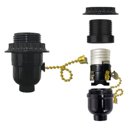E26 Lamp Socket with Pull Chain Switch Phenolic Medium Base Light Repair C472