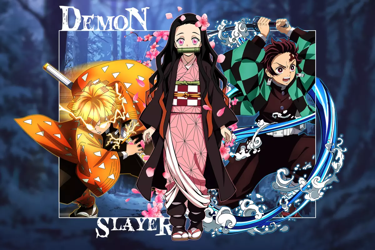 Demon Slayer Tanjiro Kamado Nezuko Kamado Zenitsu Agatsuma Poster 18x12  Inches