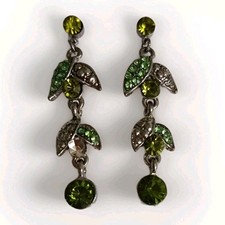 Vintage Rhinestone Green Dangle Earrings Very Juliana D&E 1950s/60s 