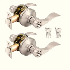 Keyed Alike Satin Nickel Entry Levers, Stylish & Secure for Any Door(2 Pack)