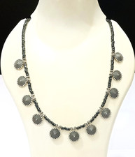 Faceted Hematite Rondelle Beads Necklace: Boho Style, Gift For Her