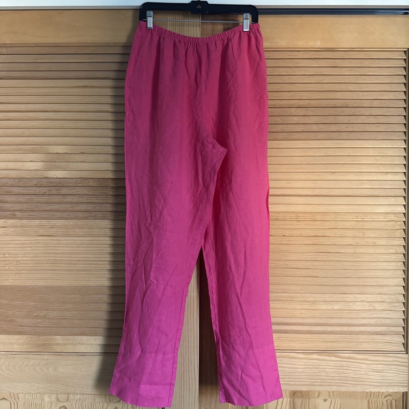 Flax Linen Pull On Pants Hot Pink M