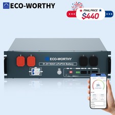 ECO-WORTHY 48V 50Ah Server Rack LiFePO4 Lithium Battery V3 For Home Off-Grid