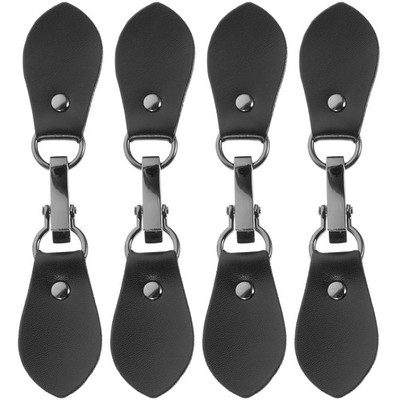 4 PCS Leather Metal Coat Buttons Buckle Clip Toggle Closure Black Jacket Snap