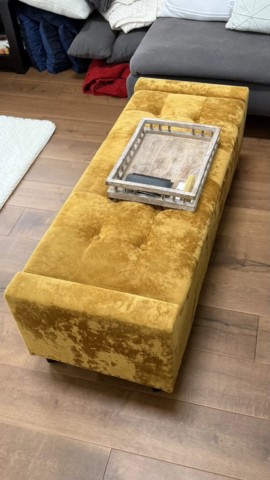 Swank Yellow velvet Ottoman With Storage - Image 4 of 4
