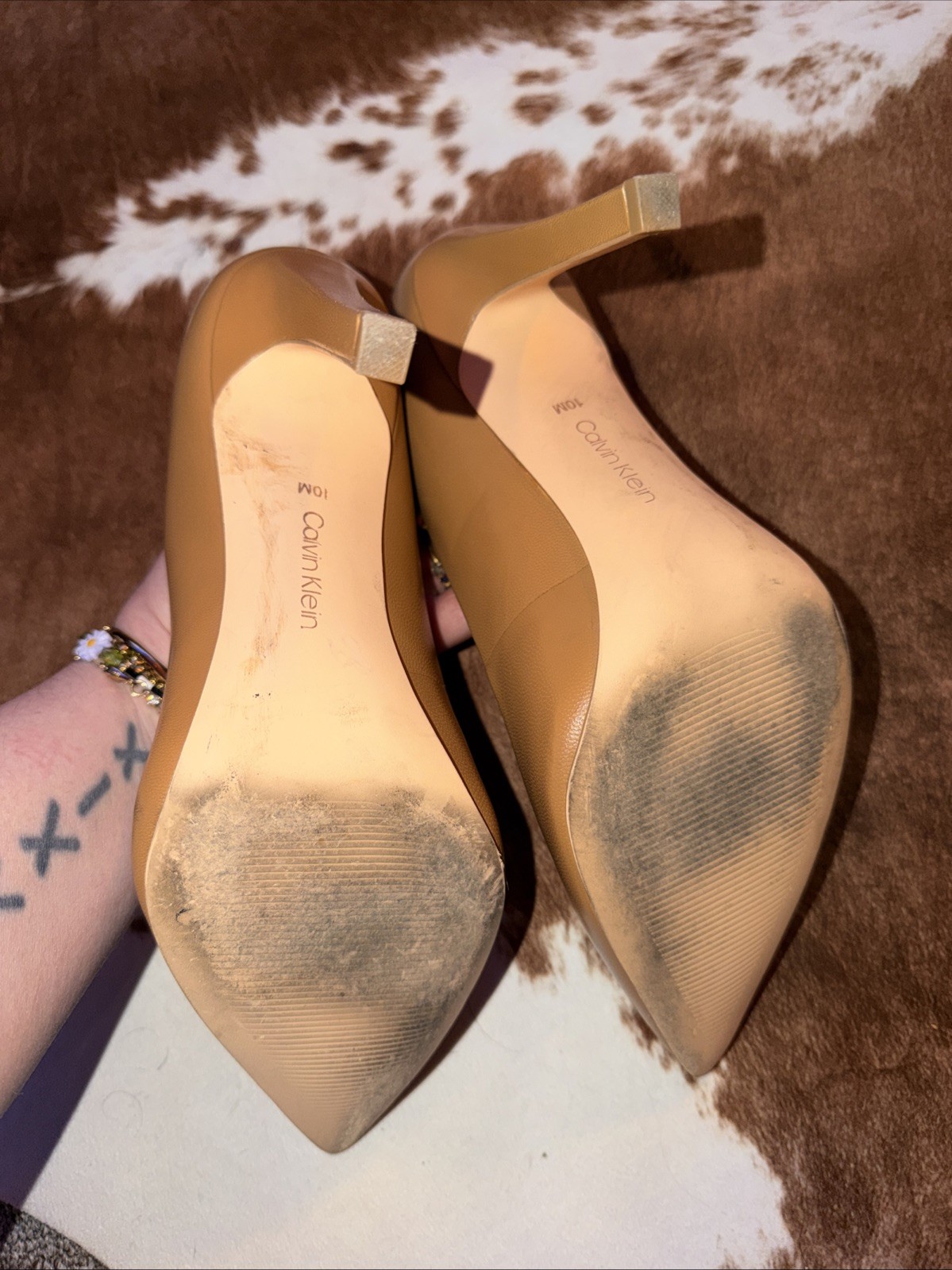 Women’s Calvin Klein Brady Caramel 260 Stiletto Heels Brown Leather size 10!  thumbnail 5