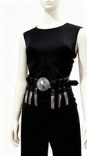 Black Georgian Folk Dance Belt with Steel Details  Traditional Accessory