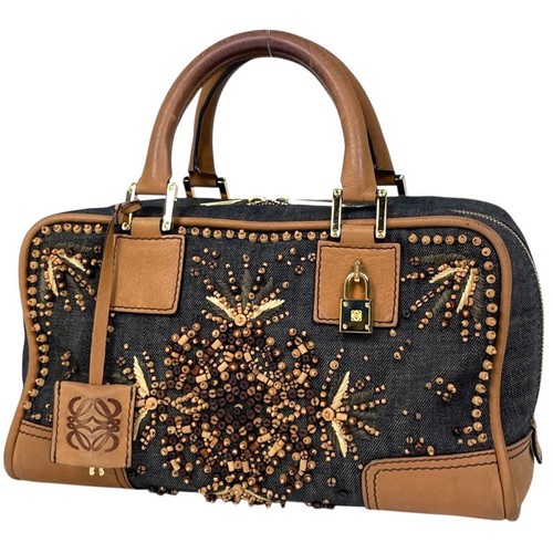 LOEWE Canvas Leather Brown Handbag #BS3203