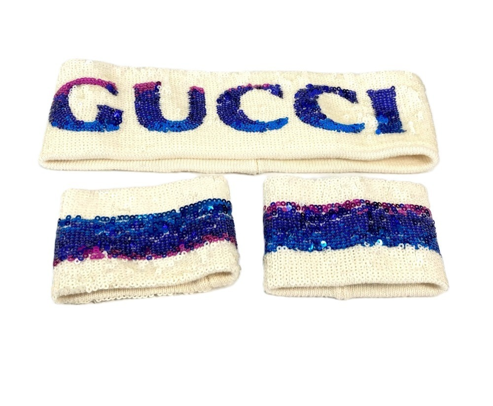 GUCCI Sequin Logo GG Headband & Wristband 3piece set Accessories
