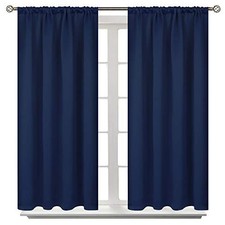Blackout Curtains for Bedroom 45 Inch Length 42"W x 45"L Pack of 2 Navy Blue
