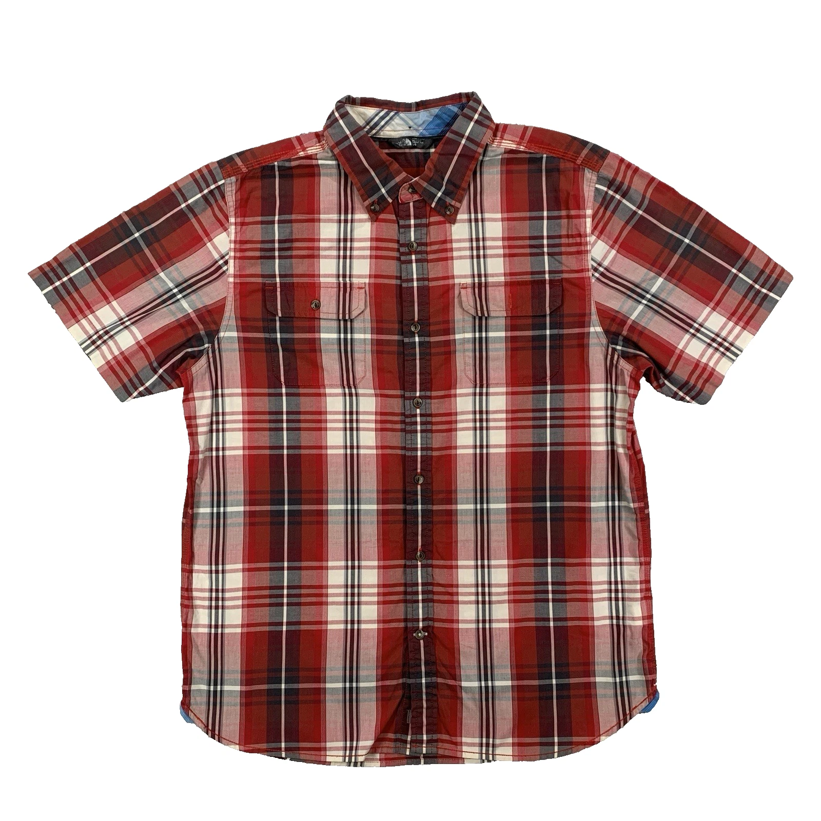 The North Face Red Check Hiking Short Sleeve Button Shirt Size Men's Large L
