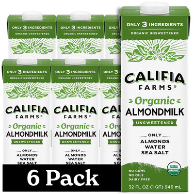 - Organic Unsweetened Almond Milk, 32 Oz (Pack of 6), Dairy Free, Vegan, Plant B