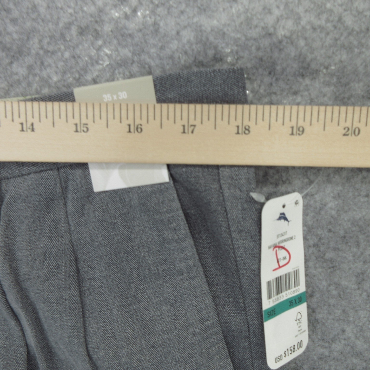 Tommy Bahama Pants Mens 35x31 Gray Havana Herringbone Silk Cotton Dress Pleated