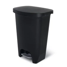 Glad Kitchen Trash Can with Lid, Foot Pedal and Garbage Bag Rings, 13 Gal, Black
