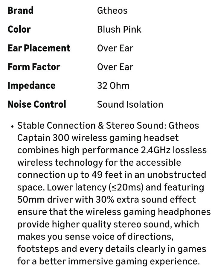 2.4GHz Wireless Gaming Headset/Headphones, Bluetooth 5.3 Blush Pink PS5/4 Switch - Image 2 of 4