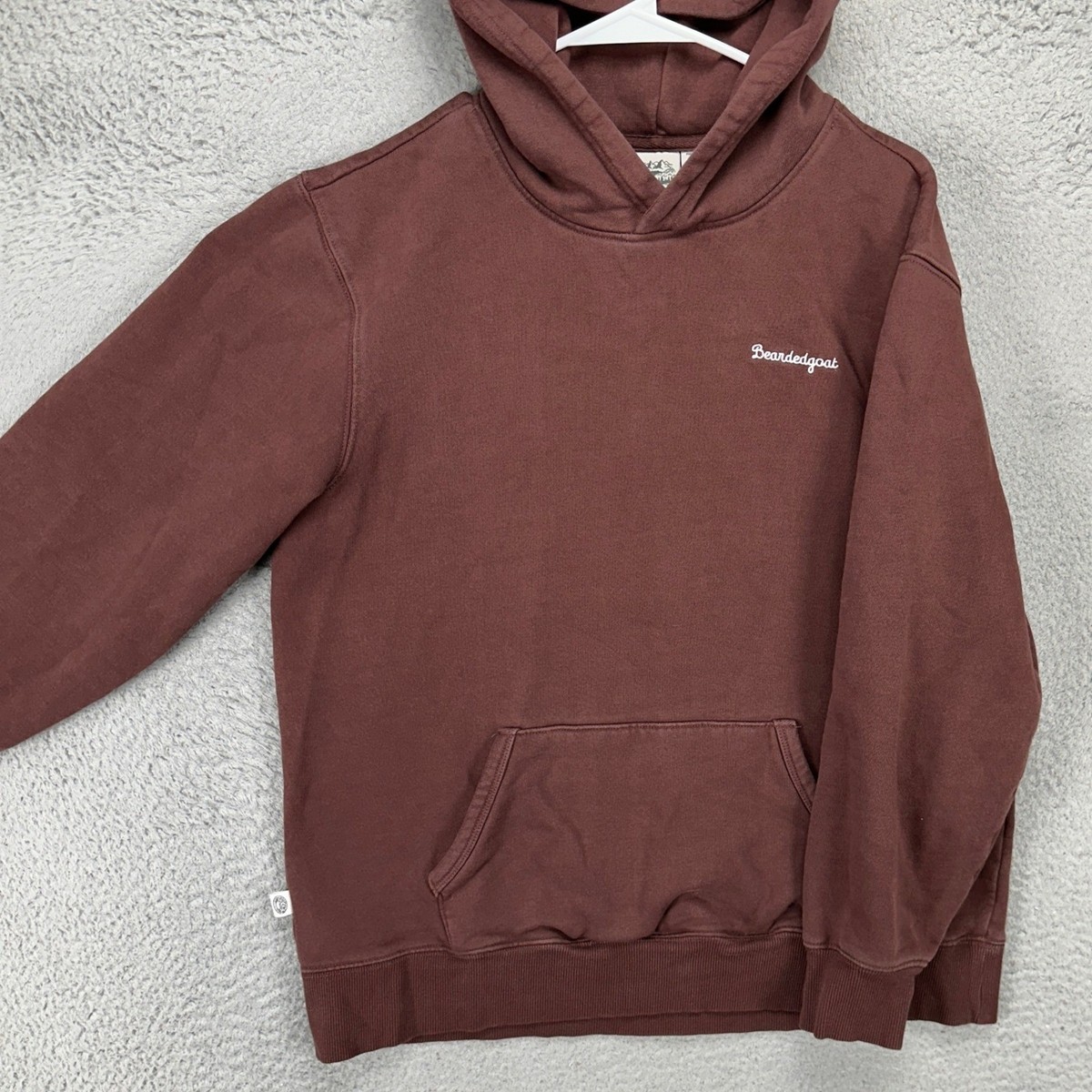 Beardedgoat Sweatshirt Hoodie Mens Small Brown Pocket Pullover 