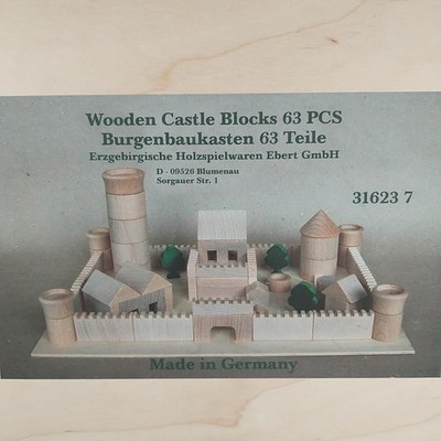 Wooden Castle Blocks Erzgebirge Toy Burgbaukasten 63 Piece Germany