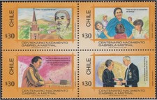 Chili 910/13 1989 Centenaire De Naissance De GABRIELA MISTRAL MNH