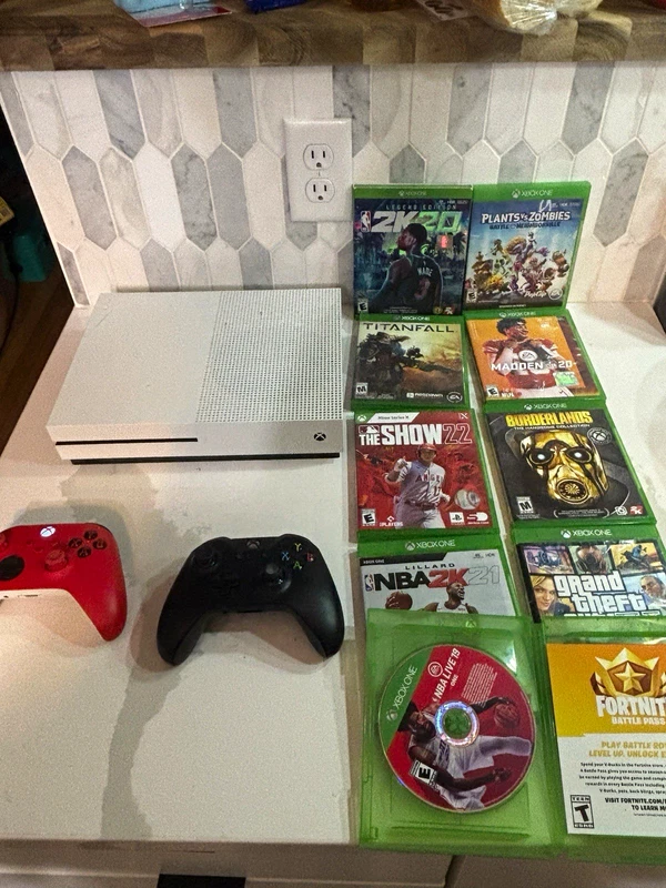 Microsoft Xbox One S Console Bundle w/ 2 Controllers, Games &amp; HDMI Cable