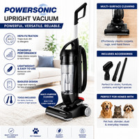 Powersonic 800W Upright Vacuum Cleaner Bagless HEPA Filter Carpet Hard Floors