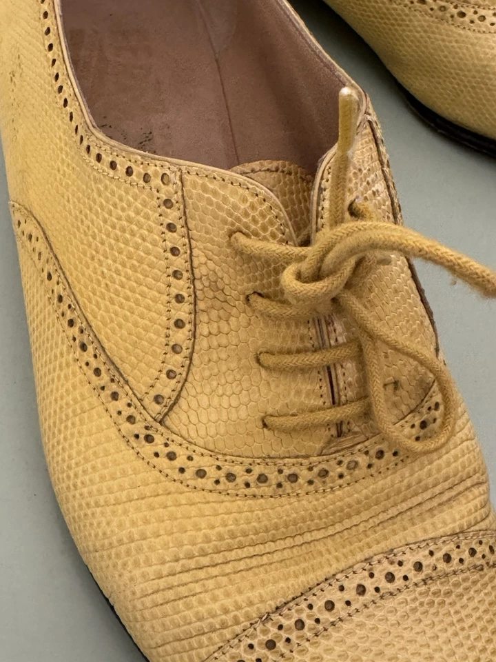 De colección Salvatore Ferragamo Mujer Oxfords Amarillo Lagarto Años 90 Talla 5.5 Foto 4 de 4