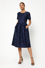 £395 Auth Marc by Marc Jacobs New Prussian Blue Floral Dress, Short Sleeve, 12 U