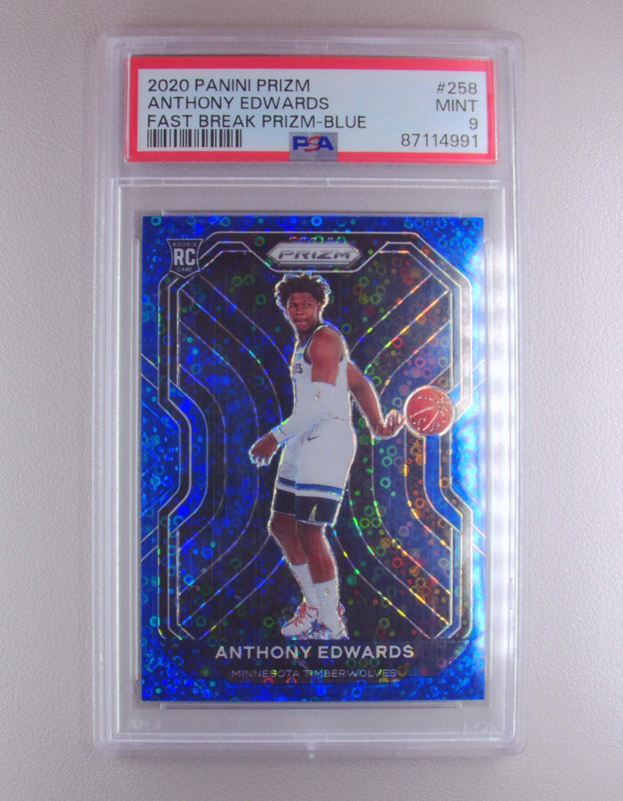 2020-21 Panini Prizm Anthony Edwards Fast Break Prizm Blue #258  /175 PSA 9