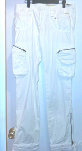 White Cargo Pants Embellished Waist 30