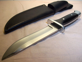 pre1980 BUCK 124 U.S.A. NEAR MINT FRONTIERSMAN MICARTA BOWIE KNIFE ORIG. SHEATH