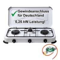 Gaskocher 3 Flammig 50 Mbar Gasregler Gasschlauch Campingkocher Gasherd 4 2