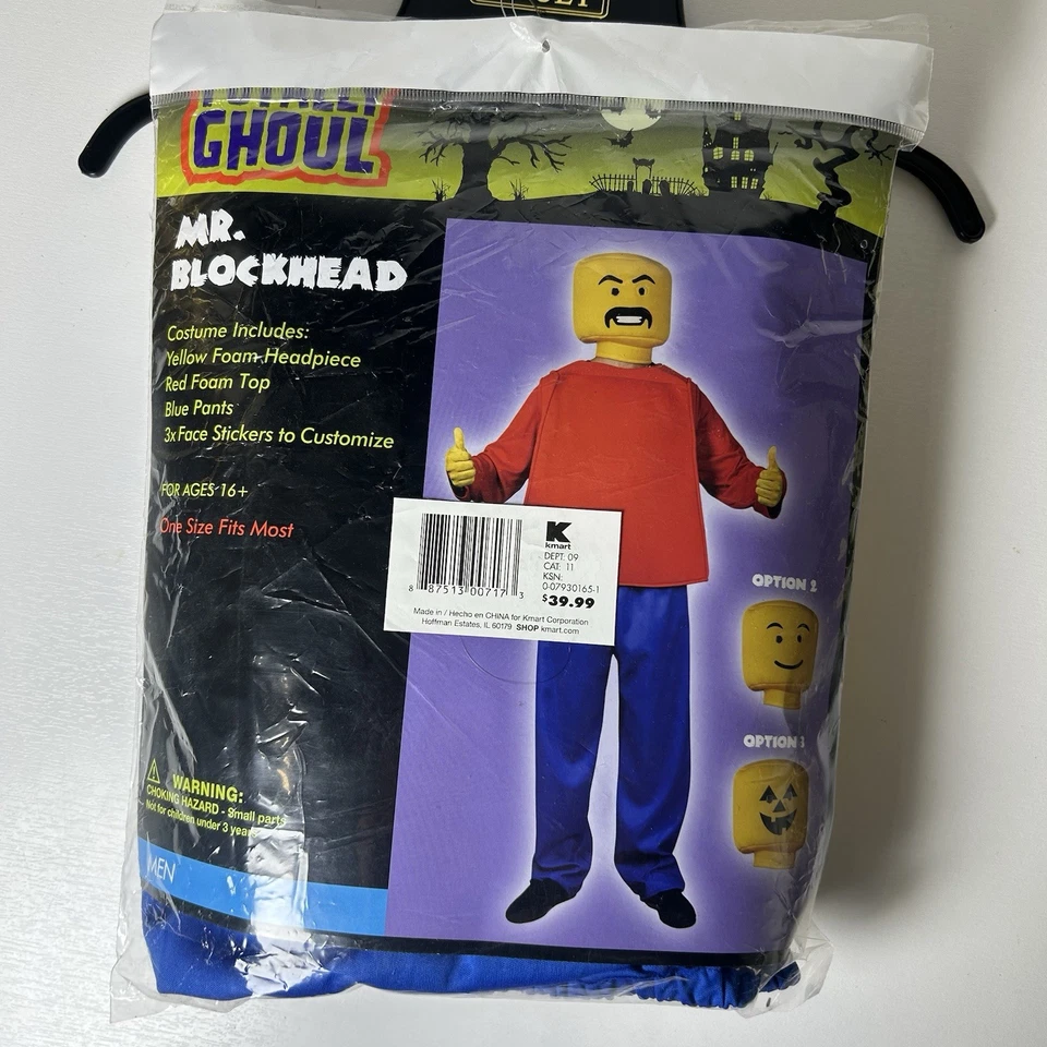 Lego Hombres Mr. Blockhead Totally Ghoul Halloween Disfraz Talla Única 16+ Nuevo Foto 2 de 4