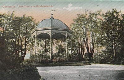Postcard Chemnitz from 1911 - pavilion at the castle pond, publisher Martin & Fischer Chemnitz