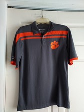 Clemson Tigers Holloway Polo Golf Shirt Dry Excel Gray Orange College Logo Small