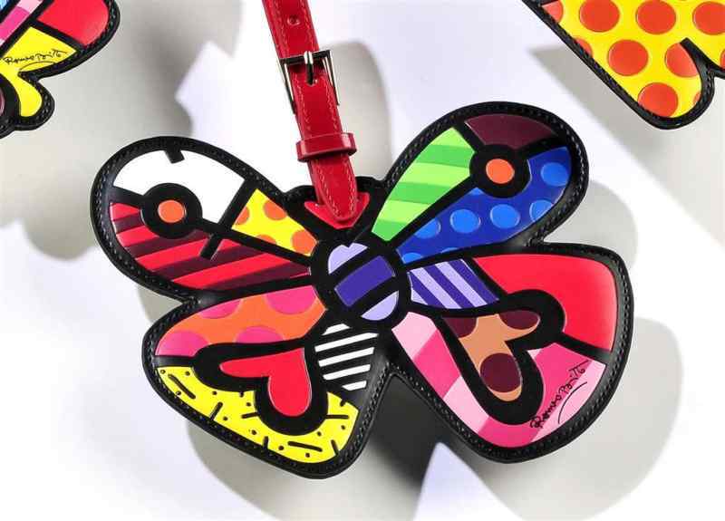 ROMERO BRITTO  BUTTERFLY/ HEARTS  LUGGAGE TAG