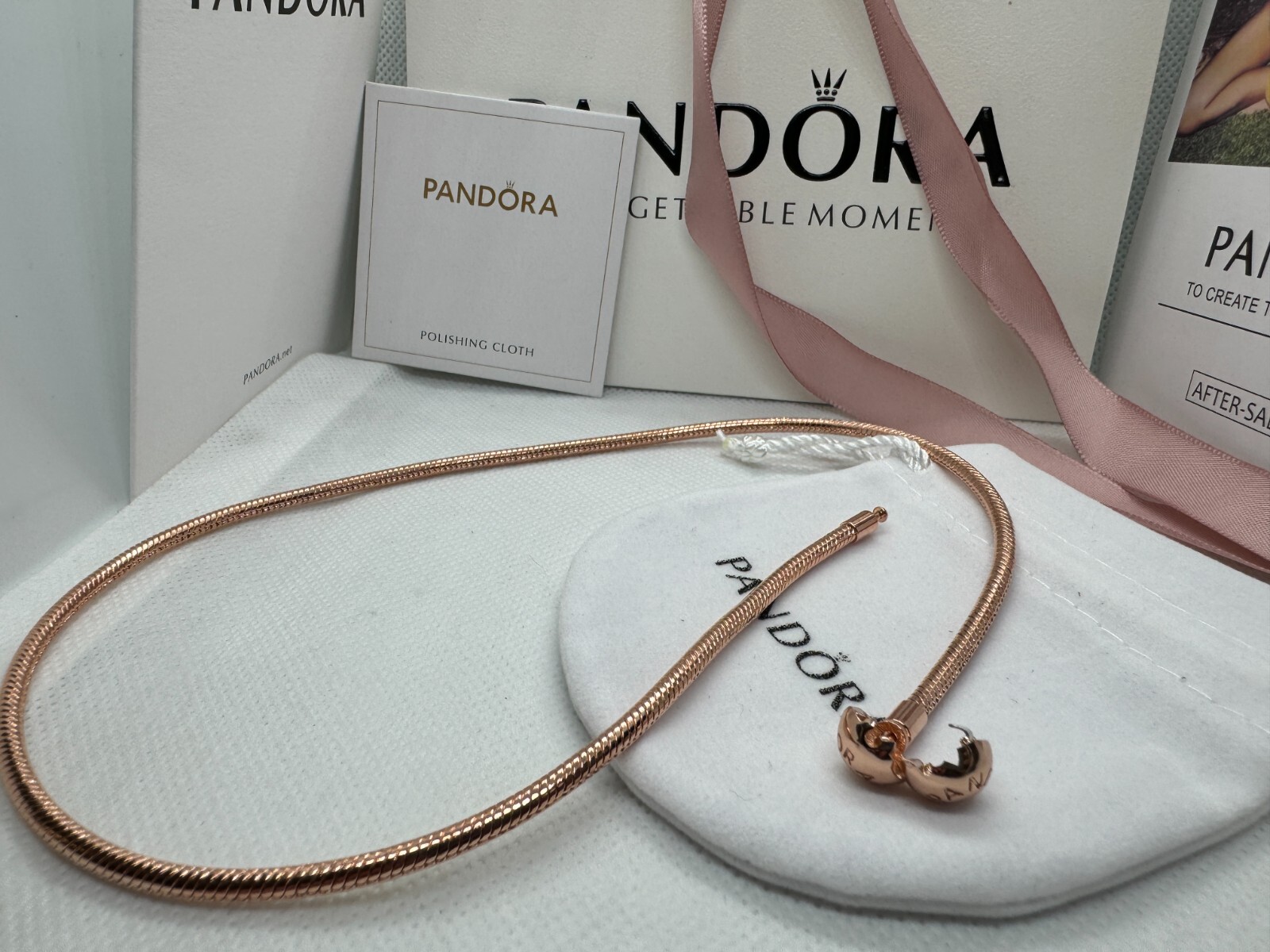 Rose Gold Necklace Pandora 45cm Chain Rose Gold Sparkling Freehand
