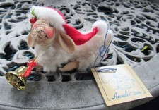 Annalee Laying Sheep with Santa hat & bell 1992 Nativity Made in USA Vintage