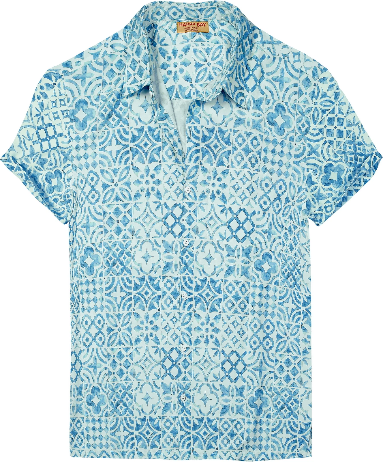 HAPPY BAY Mens Hawaiian Short Sleeve Button Down Shirts XL Floral, Blue
