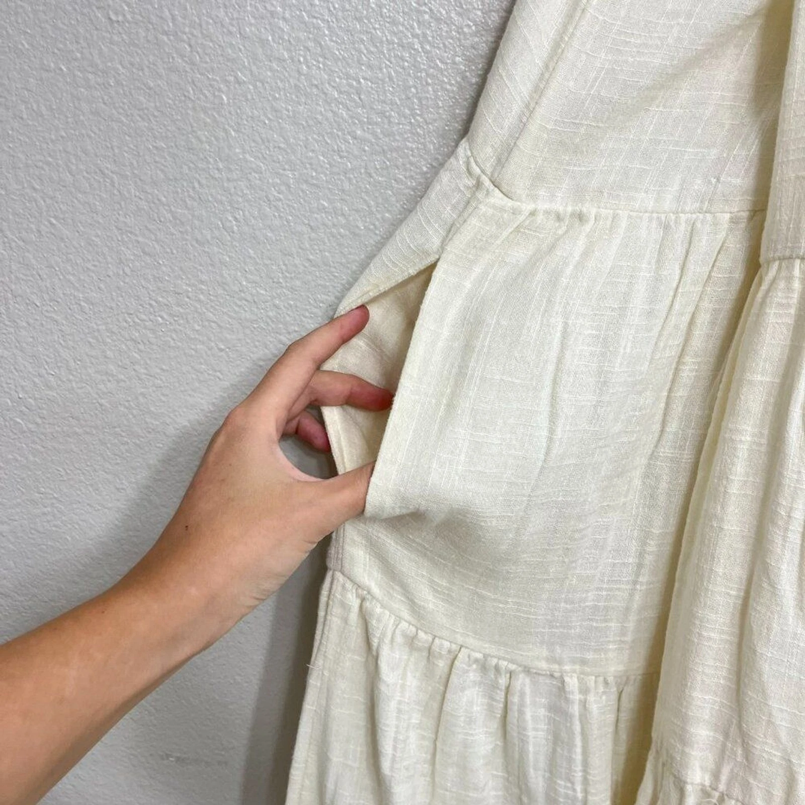 OFF WHITE Maxi abito Able Tyler garza taglia XXL donna bianco panna con spalline a strati