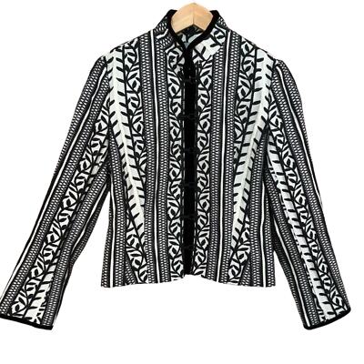 Wallis Women s Black White Sophisticated Chic Lined Embroidered Jacket 12