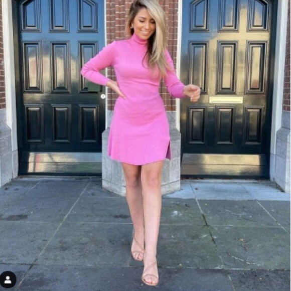ZARA Blogger Favorite Pink Knit Long Sleeve Dress NWT | eBay
