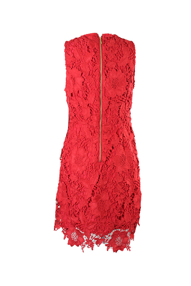 Kensie Red Sleeveless Lace Dress M UK