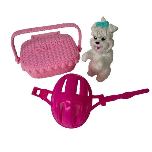 Mattel Barbie Vintage 1996 Country Ride Bicycle Accessories; Helmet, Basket, Dog