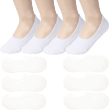 3-12 Pairs Womens Ankle Boat Liner Invisible Solid White No Show Cotton Socks
