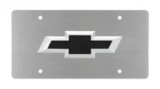 Chevrolet 3D Black Bowtie Logo Chrome Metal License Plate