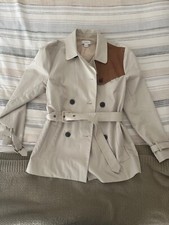 Fossil Coat Size 6 Womens Tan W/ Leather Detail ** New, No Reserve**