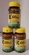 3 Pack Mason Natural Vitamin K 100 mcg 08/2027 - Supports Joint and Bone