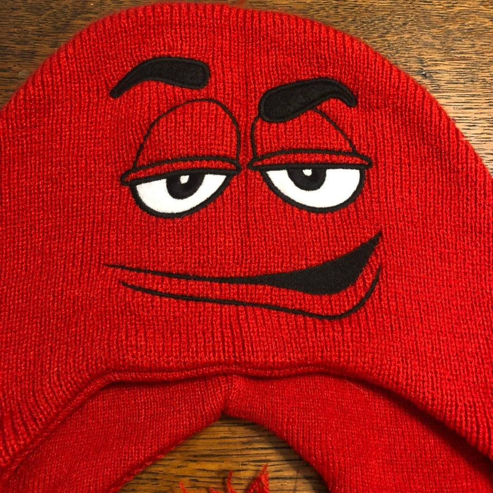 M&M's Brand Chocolate Candies Red Face Beanie Hat eBay