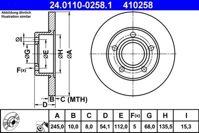 ATE 24.0110-0258.1 Brake Disc for Audi