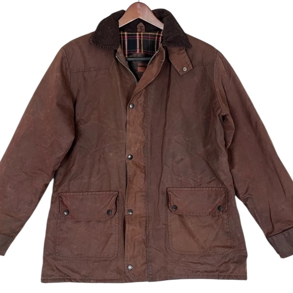Chaqueta de Caza Encerada CANDA Hombres Grande Marrón Manta Forrada Tareas Granero Abrigo Utilitario Foto 2 de 4