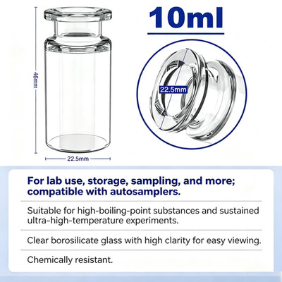 10000pcs 10mL Lab Vials Borosilicate Glass Clear Headspace Crimp Top Flat Bottom